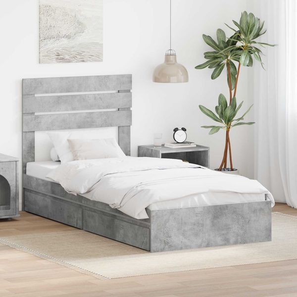 vidaXL Aufbewahrungsbett Beton Grau 70 x 190 cm Holzwerkstoff 3411606