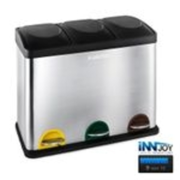 Ökosystem Mülleimer Treteimer Mülltrenner 45L (3x15 L) schwarz Schwarz