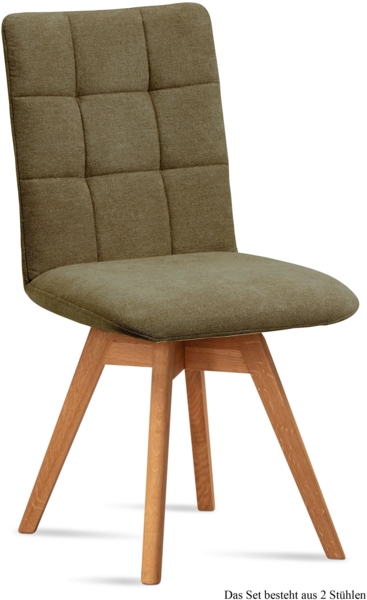 Esszimmerstuhl drehbar (2er-Set) Doria 47 x 91 x 60 Eiche geölt/Olivgrün