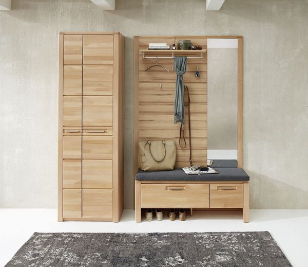Garderoben-Set >Nature One< 3-teilig, soft-close, FSC-Kernbuche teilmassiv - 200x201x40cm (B/H/T)