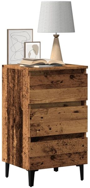vidaXL Nachttisch mit Metallbeinen Altholz-Optik 40x35x69 cm 856424