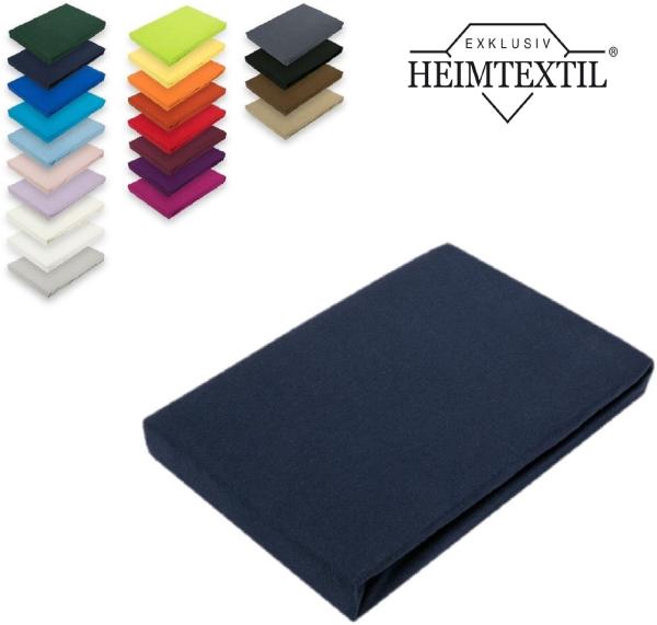 EXKLUSIV HEIMTEXTIL Marke Jersey Spannbettlaken 180 x 200 cm Navyblau 100% Baumwolle Öko - Tex Zertifiziert Bed-Sheet Bettlaken Spannbetttuch Topper Leinentuch