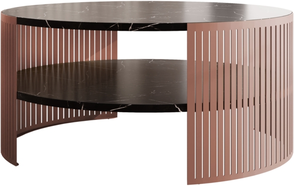 Couchtisch Fahugin Ember, Beine und Seiten aus Stahl (Farbe: Ember / Black Pietra Grigia)