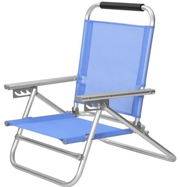 SONGMICS Strandstuhl, tragbarer Klappstuhl, Rückenlehne 4-stufig verstellbar, mit Armlehnen, atmungsaktiv und komfortabel, Outdoor-Stuhl, blau GCB65BU