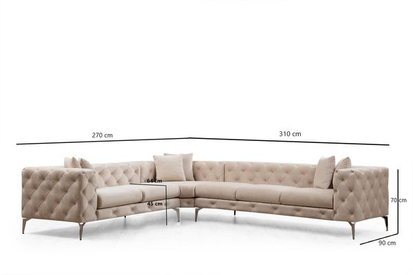 Ecksofa, 'Como', 70 x 270 x 310, Ekru Bild 6
