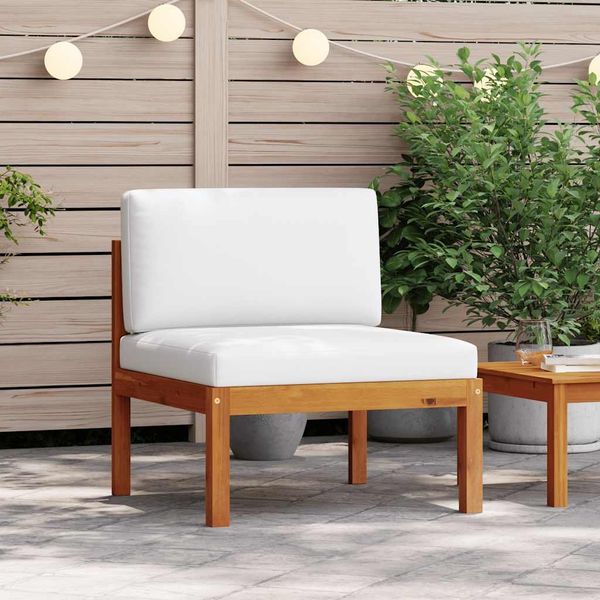 vidaXL Garten-Mittelsofa mit Kissen Holz Akazie & Seil 312429