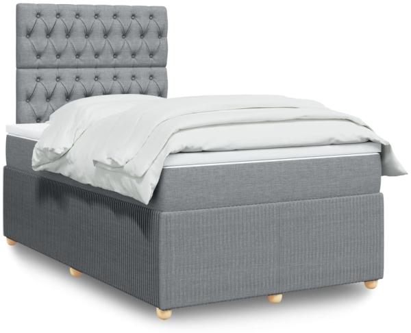 vidaXL Boxspringbett mit Matratze Hellgrau 120x190 cm Stoff 3294302