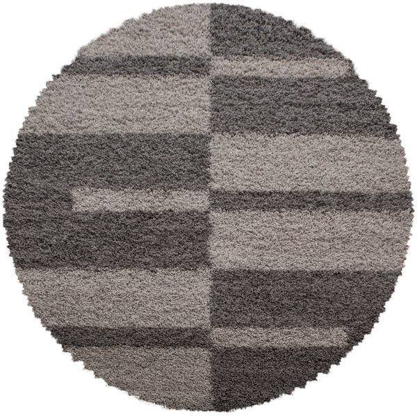 Hochflor Teppich Gianna rund - 120 cm Durchmesser - Taupe