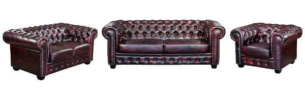 Vente-unique - BRENTON Sofa and armchair set Leder Rot - B 96 cm x H 73 cm x L 201 cm105 cm160 cm