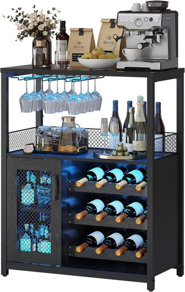 GarveeMore Weinschrank Weinregal Weinständer Barschrank mit Glashalter 69x35x92cm
