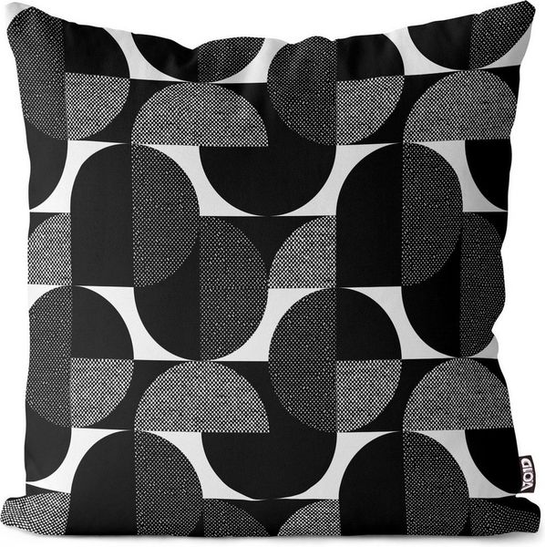 VOID Kissenbezug, (1 Stück), Schwarz Weiß Kreise Muster Retro Vintage 60er 50er Geometrisch gemust