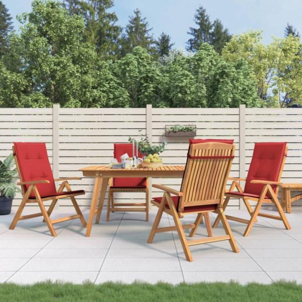 vidaXL Gartenstühle mit Kissen 4 Stk. Massivholz Teak 3196469