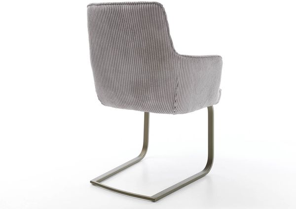 Delife Freischwinger Heira-Flex mit Armlehnen, Taschenfederkern, Effektfinish Titan, Cord Silbergrau, 63x64x94 cm Bild 5