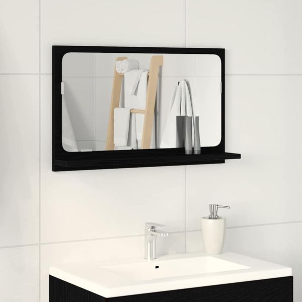 vidaXL Spiegelablage mit Regal Schwarz Eichen-Optik 60 x 10,5 x 37 cm 862525