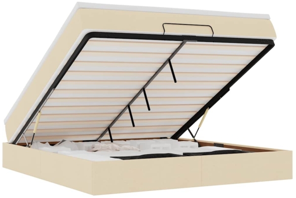 vidaXL Ottoman-Bett mit Matratze Creme 160x200 cm Stoff 3311125