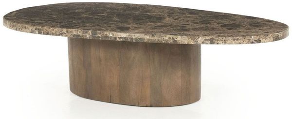 LEVEN Lifestyle Couchtisch "Lusso" oval brauner Marmor 120 cm organische Form, Tischplatte aus hochwertigem Marmor