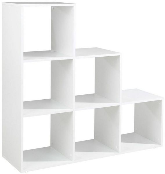 Stella Trading Luna Modernes Würfelregal Weiß, ideal für Faltboxen - Praktisches Raumteiler Regal mit 6 offenen Fächern - 112 x 114 x 35 cm