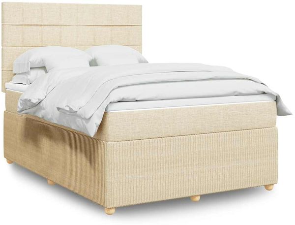 vidaXL Boxspringbett mit Matratze Creme 160x200 cm Stoff 3292112