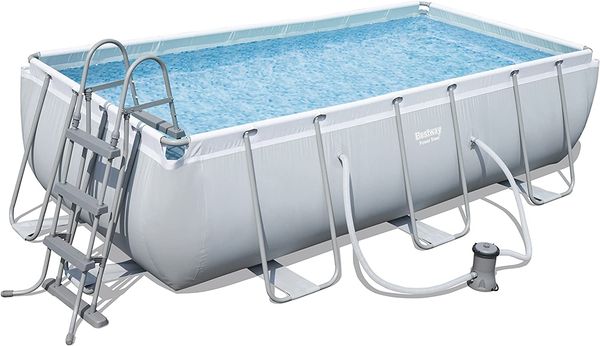 Pool SWIM eckig - Kunststoff Grau 100x201x404cm | Komplett-Set Aufstellpool Gartenpool