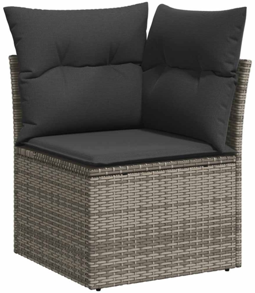 vidaXL 9-tlg. Garten-Sofagarnitur mit Kissen Grau Poly Rattan 3325833 Bild 3