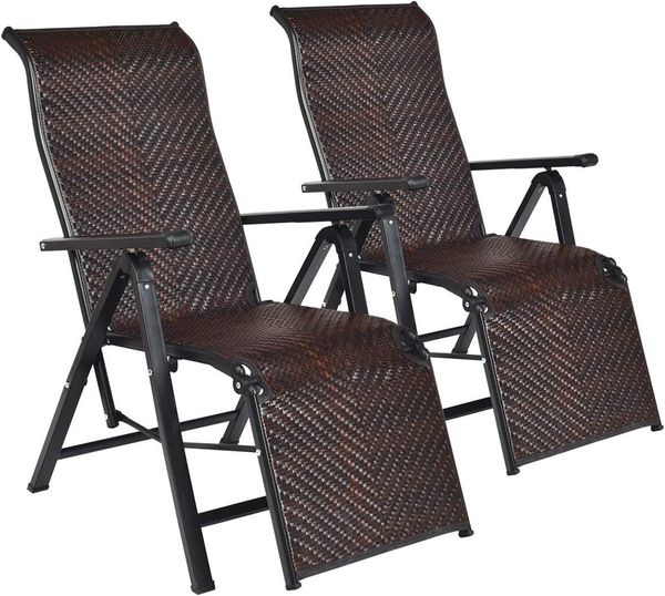 KOMFOTTEU Rattanstuhl Freizeitstuhl (2 St), Klappsessel aus PE-Rattan,verstellbarer Rückenlehne