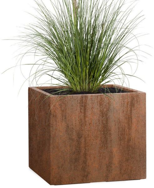 Pflanzwerk® Pflanzkübel CUBE Premium Fiberglas Blumenkübel Frostbeständig mit Lotus-Effekt, Lotus-Effekt - Handgefertigt - Eckig - Frostbeständig