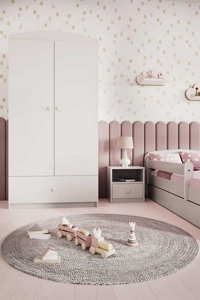 Raumhirsch Furniture Kinderkleiderschrank ohne Motiv - Kleiderschrank für Kinder (Kinderzimmerschrank in schlichtem Design, Mit Ablagefächern & Kleiderstange) modernes, minimalistisches Design, verschiedene Farben & Designs