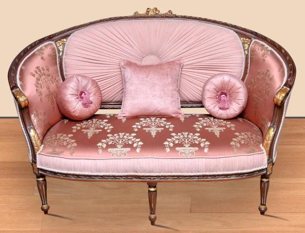 Casa Padrino Barock Sofa Rosa Muster / Braun / Gold - Handgefertigtes Wohnzimmer Sofa im Barockstil - Prunkvolle Barock Wohnzimmer Möbel