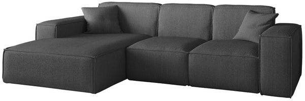 Ecksofa Designersofa CELES PREMIUM in Stoff Scala Anthrazit Ottomane Links Bild 2