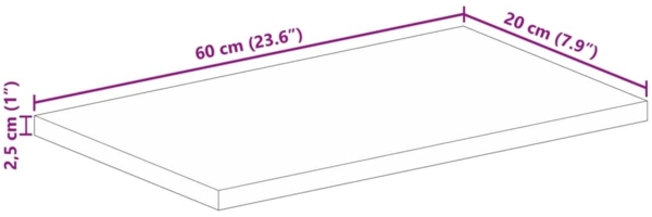 vidaXL Tischplatte 60x20x2,5 cm Rechteckig Massivholz Akazie 370880 Bild 8