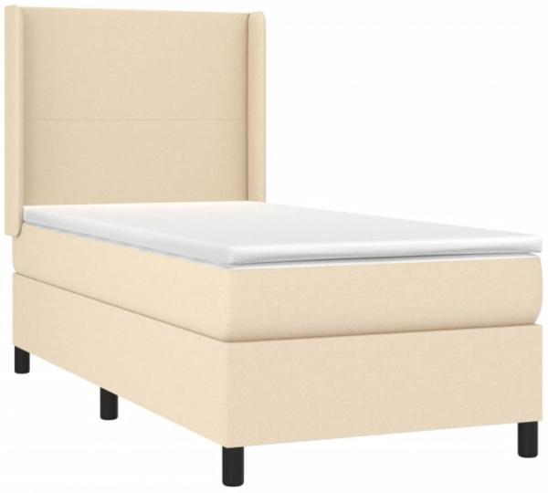 vidaXL Boxspringbett mit Matratze & LED Stoff Creme 80 x 200 cm, Härtegrad: H2 [3138114]