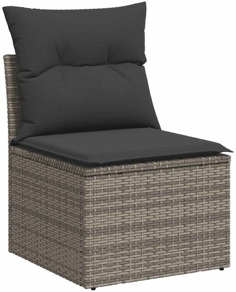 vidaXL 7-tlg. Garten-Sofagarnitur mit Kissen Grau Poly Rattan 3327273 Bild 4