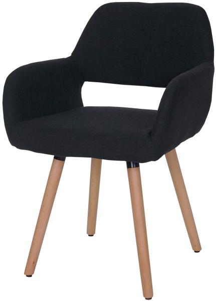 Esszimmerstuhl HWC-A50 II, Stuhl Küchenstuhl, Retro 50er Jahre Design ~ Textil, schwarz-grau, helle Beine