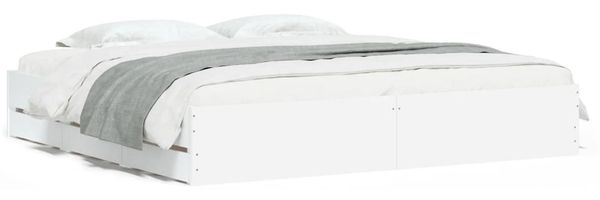Doppelbett, Bettgestell Modernen mit Schubladen Weiß 180x200 cm Holzwerkstoff d1670e