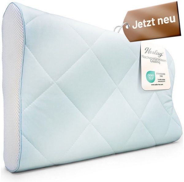 Herlag Nackenstützkissen Cooling kühlendes Kissen, Füllung: 100% Polyester, Seitenschläfer, Bauchschläfer, 30x50 cm mit Memory-Schaum und kühlendem Bezug