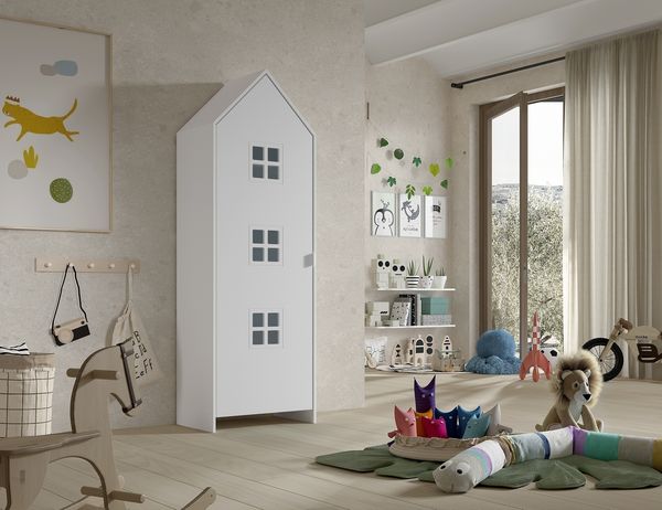 Kleiderschrank >CASAMI BRUGES< in Weiß lackiert, MDF - 57,6x171,3x37cm (BxHxT)