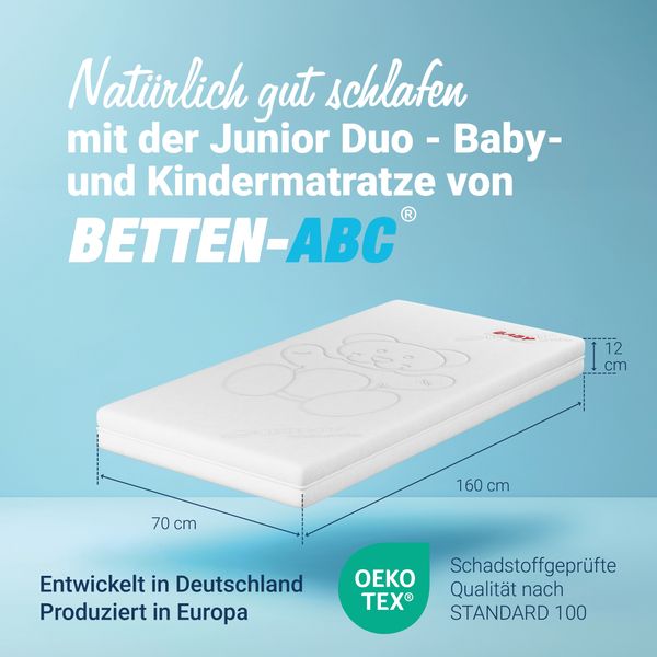 Betten-ABC Junior-Duo – Das Original – Kinder- matratze mit Rundum-Trittkante, Größe: 70x160