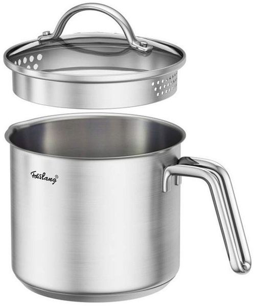 OSTWOLKE Milchtopf 14x12cm mit Deckel 1,5L Interne Skala Kochtopf Induktion, Edelstahl 18/10