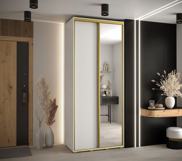 ABIKS MÖBEL Kleiderschrank Davos 3 Schlafzimmerschrank mit Spiegel, Kleiderstange und Regalen