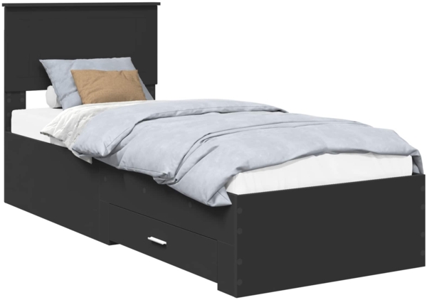 vidaXL Bettrahmen Schwarz und Silber 75x190 cm Holzwerkstoff 3410959