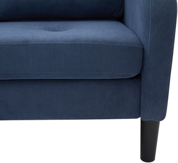 Ecksofa Sitzfläche 166x118x77 cm, modulare Chaiselongue, Cordstoff blau, komfortable Polsterung Bild 6