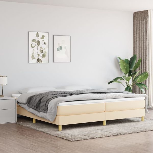 vidaXL Boxspringbett mit Matratze Creme 200x200 cm Stoff, Härtegrad: H2 [3144204]