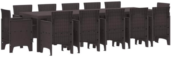 vidaXL Garten Essgruppe 13 pcs Braun Poly Rattan 3378617