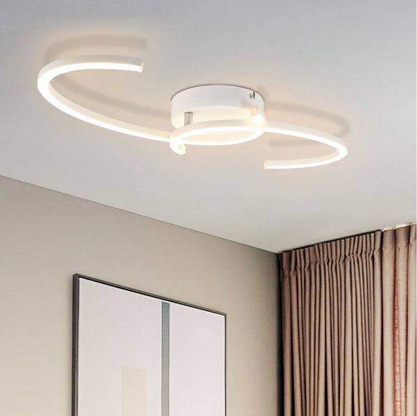 Nettlife LED Deckenleuchte Wohnzimmer 2-Ringen Schwarz/Weiß Modern 24W Deckenlampe 3000K Metall, 330° Drehbarer, LED fest integriert, Warmweiß, Deckenleuchten für Schlafzimmer Flur Küche Büro
