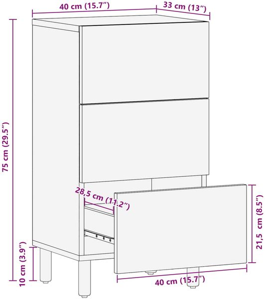 vidaXL Sideboard mit Speicher Akazienbraune Oberfläche 40 x 33 x 75 cm 4017923 Bild 11