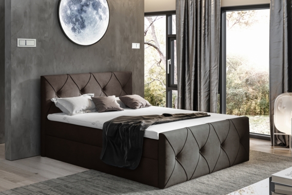 99rooms Arian Lux Boxspringbett Kunstleder 140x200 cm Braun