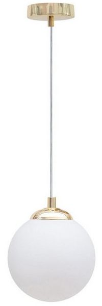 Licht-Erlebnisse Pendelleuchte DEKUT, ohne Leuchtmittel, Glas Metall E27 Ø 12 cm rund H: max. 90 cm in Gold Weiß Modern