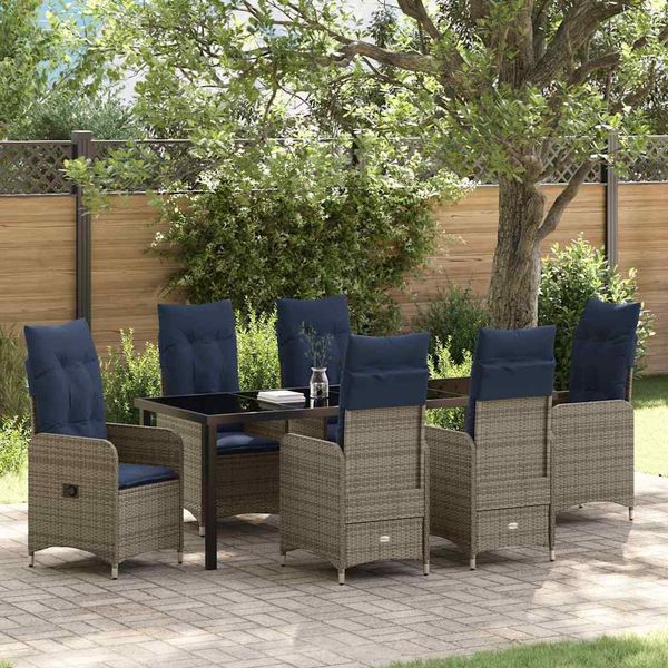 vidaXL Garten Essgruppe 7 pcs Schwarz Poly-Rattan 3379665