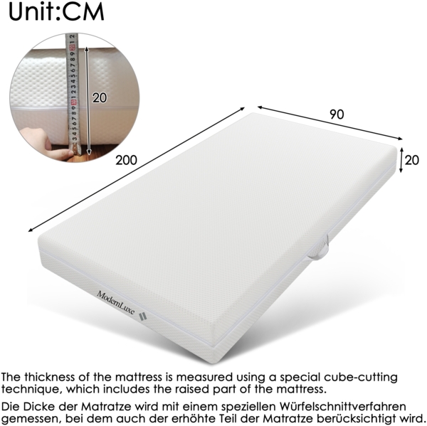 Kaltschaummatratze 90x200 cm, 7 Zonen,waschbarer Bezug, rutschfest, für Seitenschläfer & Rückenschläfer Bild 10