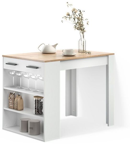 Livinity® Bartisch Regusa, Sonoma/Weiß/Weiß, 67 x 100 cm (1-St)